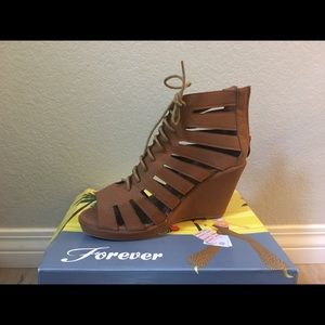 Brown Lace-Up Wedges